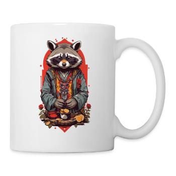 Lucky Raccoon rétro Japon Art Style - Mug blanc - blanc - Droite