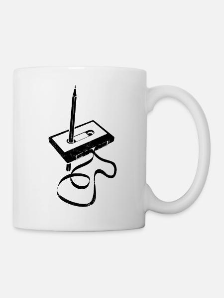 Kassette - Band aufwickeln - Magnetband - Tasse - Weiß