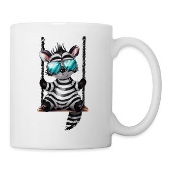 Süßes Zebra auf der Schaukel Coole Sonnenbrille - Tasse - Weiß - Rechts