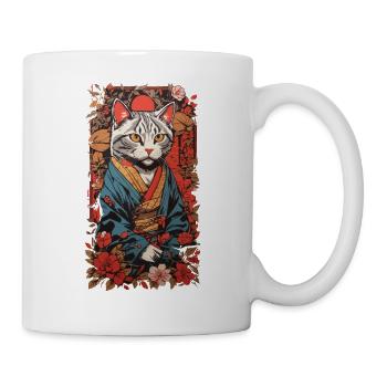 Chat japonais esthétique en kimono Ukiyo-E - Mug blanc - blanc - Droite