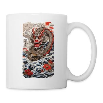 Japanischer Drache Retro Ukiyo-E Poster Streetwear - Tasse - Weiß - Rechts