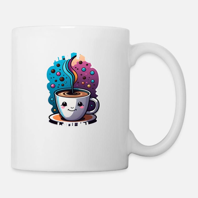 addiction au cafe - heureux avec du café - Mug blanc - blanc