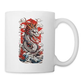 Dragon Ukiyo-E Design Streetwear Vintage Rétro - Mug blanc - blanc - Droite