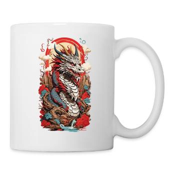 Ukiyo-E Drache Retro Japan Streetwear Design - Tasse - Weiß - Rechts