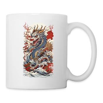 Japanischer Vintage Drachen Ukiyo-E Streetwear - Tasse - Weiß - Rechts