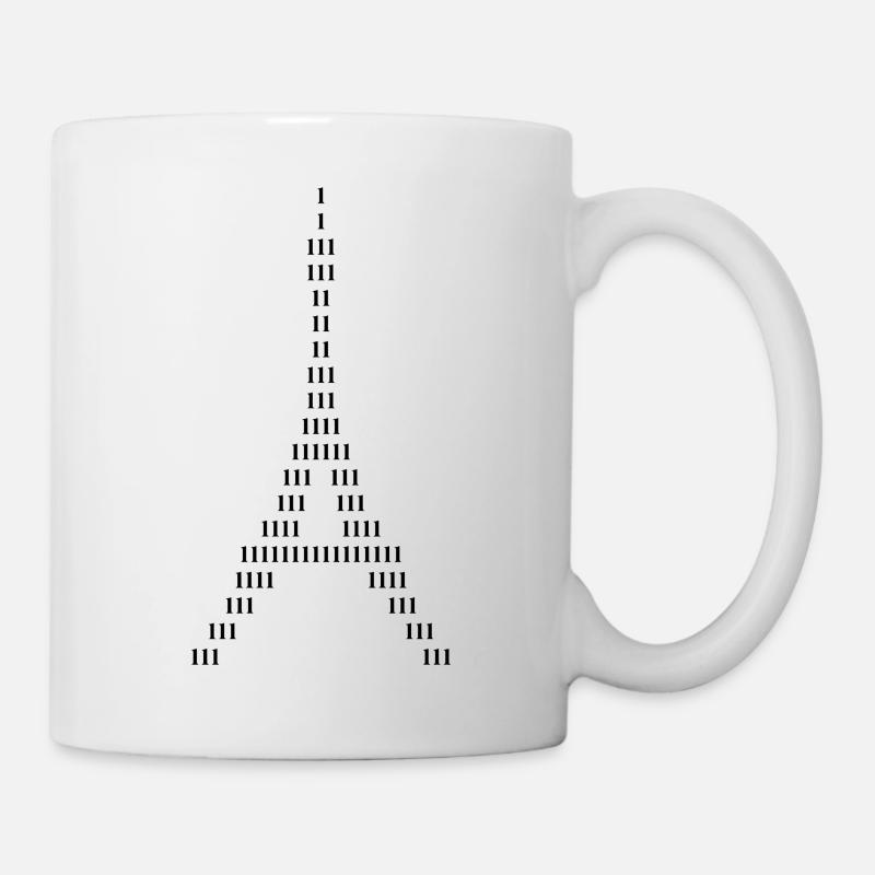 Silhouette des Eiffelturms aus Einsen - Tasse - Weiß