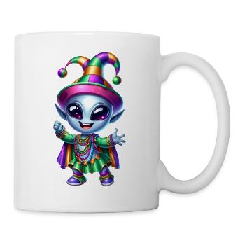 Mardi Gras Alien Fröhlich Karneval - Tasse - Weiß - Rechts
