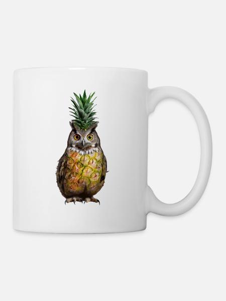 Eule Ananas - Tasse - Weiß