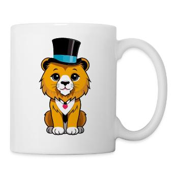 Kleiner Löwe mit Hut - Tasse - Weiß - Rechts