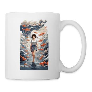 Anime Vaporwave Tokyo Océan Poisson Mer Design - Mug blanc - blanc - Droite