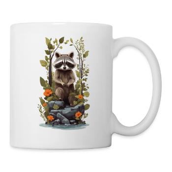 Cute Raccoon Goblincore Nature Illustration - Mug - white - Right