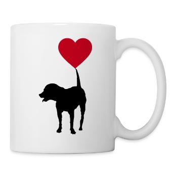 Hund mit Herzballon (Rottweiler) - Tasse - Weiß - Rechts