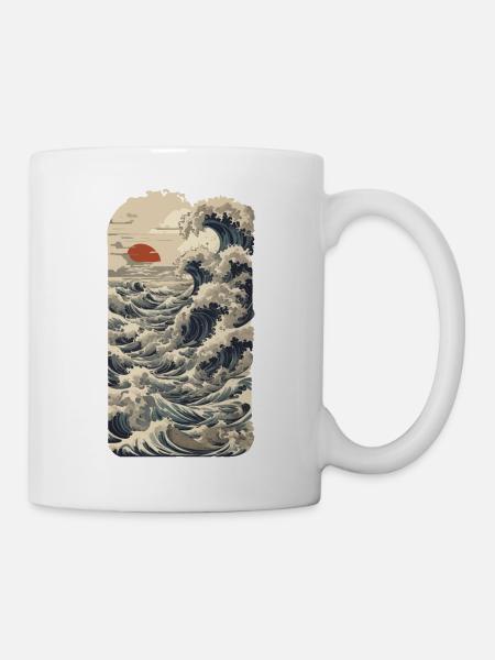 Ukiyo-E Wave Vintage Japon Streetwear - Mug blanc - blanc