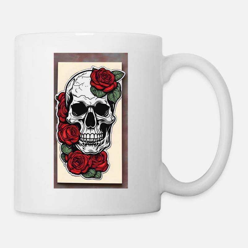 Skull with roses - Mug - white