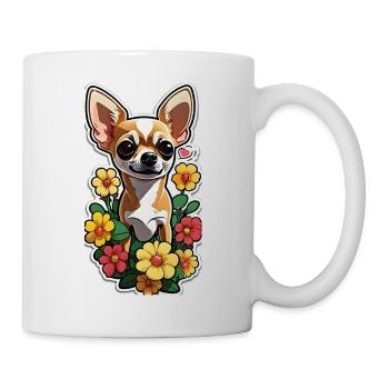 Chihuahua avec des fleurs - Mug blanc - blanc - Droite