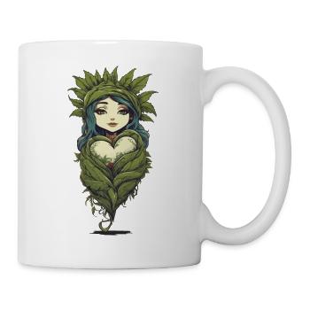 Pflanzenliebe Girl mit Herz Liebe Pflanzen - Tasse - Weiß - Rechts