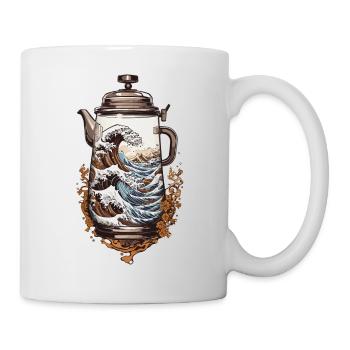 Kaffee Ukiyo-E Welle Kaffeekanne Streetwear - Tasse - Weiß - Rechts