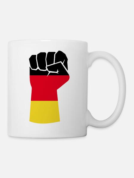 Deutsche Faust nach oben haltend - Tasse - Weiß