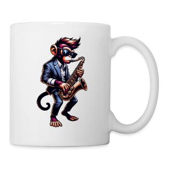 Cooler Affe Saxofon Jazz Musik Schimpanse - Tasse - Weiß - Rechts