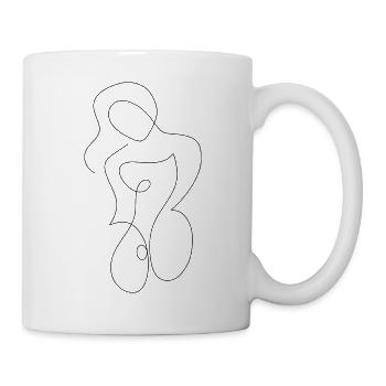 Frau Line Art Marta groß schwarz - Tasse - Weiß - Rechts