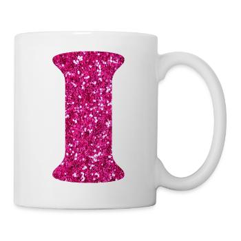 Buchstabe i rosa Glitzer - Tasse - Weiß - Rechts