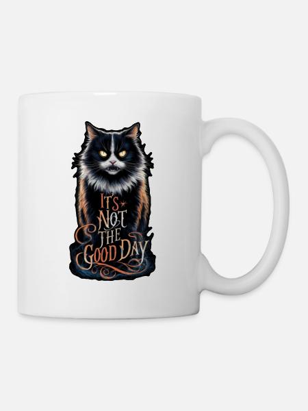 Chat en colere - pas le bon jour - Mug blanc - blanc