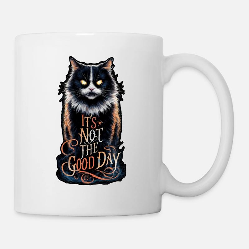 Chat en colere - pas le bon jour - Mug blanc - blanc