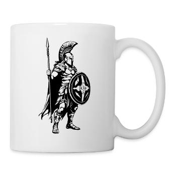 Spartanischer Krieger in Schwarz - Tasse - Weiß - Rechts