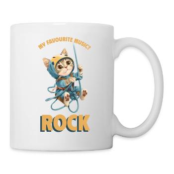 My favourite music? Rock Klettern Süße Katze - Tasse - Weiß - Rechts