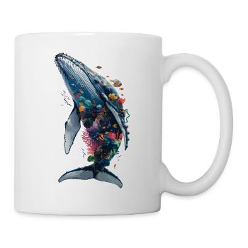 Lebendiges farbenfrohes künstlerisches Hai-Design - Tasse - Weiß - Rechts