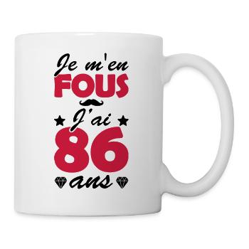 je m en fous j ai 86 ans / t-shirt 86 ans - Mug blanc - blanc - Droite