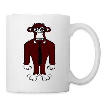Schlauer Nerd Gorilla Hornbrille Geek Krawatte Fun - Tasse - Weiß - Rechts
