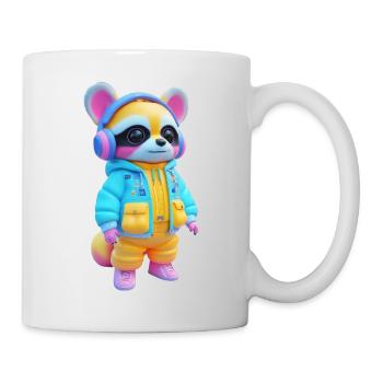 Raccoon with headphones - Mug - white - Right