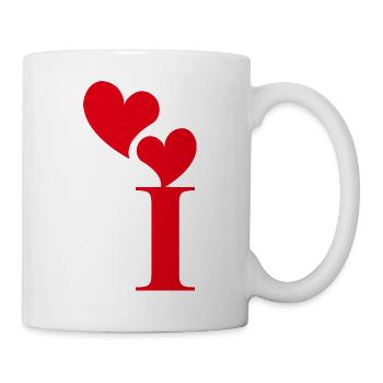 Buchstabe i rotes Herz - Tasse - Weiß - Rechts