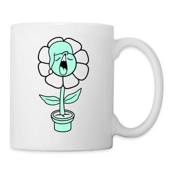 Yawning Tired Sleepy Head Flower Face Flower Pot - Mug - white - Right