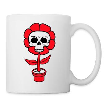 Evil Halloween Flower Skull Skull Horror Pot - Mug - white - Right