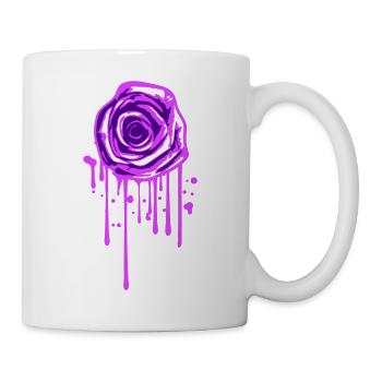 Rose Blüte Graffiti Tropfen Röschen Romantisch - Tasse - Weiß - Rechts