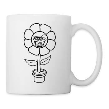 Blume Guckt Böse Gemein Cool Grinsen Frech Gesicht - Tasse - Weiß - Rechts