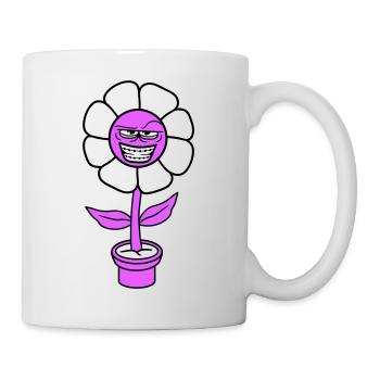 Blume Guckt Böse Gemein Cool Grinsen Frech Gesicht - Tasse - Weiß - Rechts
