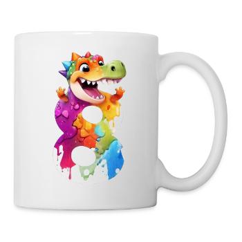 NUMMER 8 JAHRE DINOSAURIER 8. GEBURTSTAG DINO - Tasse - Weiß - Rechts