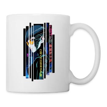 Cyborg woman blue kanji - Mug - white - Right