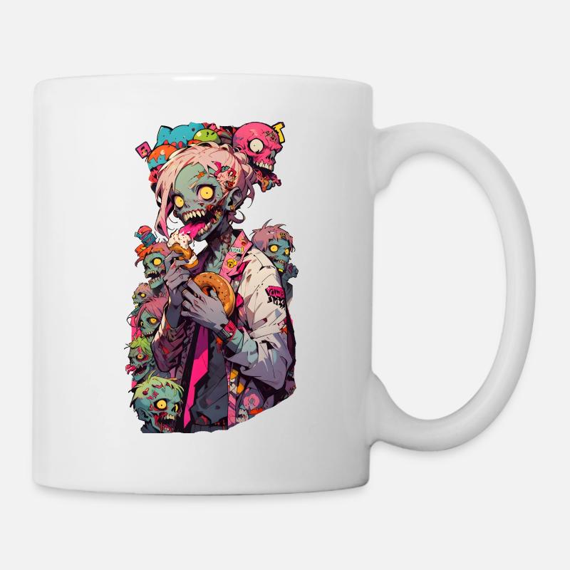 'Des Zombies et des Donuts' - fun, cadeau geek - Mug blanc - blanc