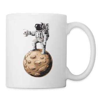 Retro Astronaut Drinking Coffee Planet - Tasse - Weiß - Rechts