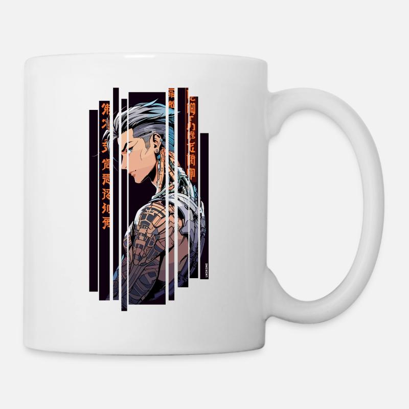 Homme tatoué cyber orange - Mug blanc - blanc