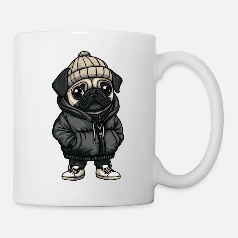 Mops Hund Cartoon - Tasse - Weiß
