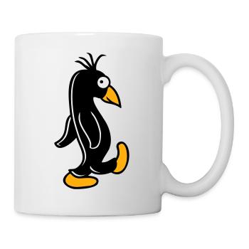 Pinguin läuft ulkig dumm guckt lustig doof albern - Tasse - Weiß - Rechts