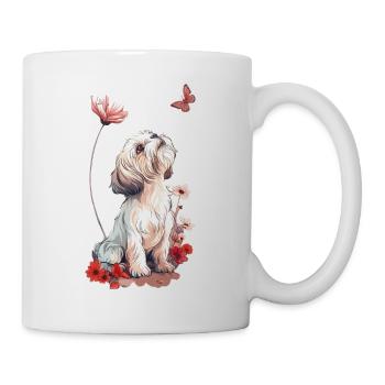 Shih Tzu und Schmetterling - Tasse - Weiß - Rechts