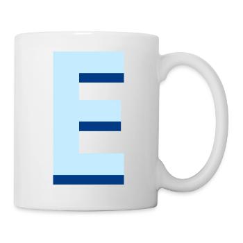 Lettre e bleu pop et moderne - Mug blanc - blanc - Droite