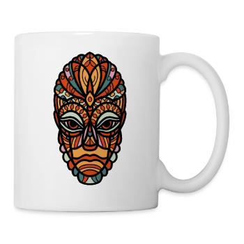 Afrikanische Maske - Tasse - Weiß - Rechts