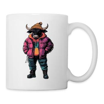 Stier Lustig Winter - Tasse - Weiß - Rechts